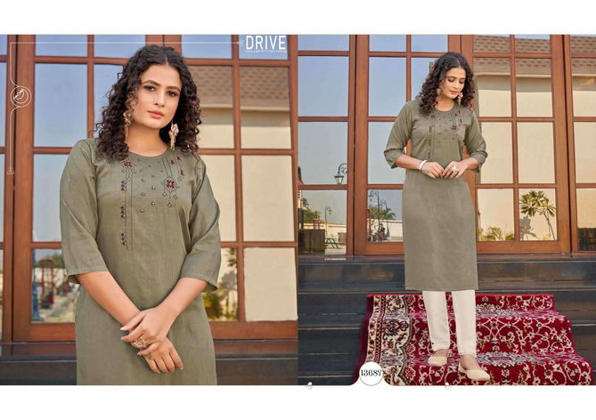 Scarlet By Kajree Rayon Long Embroidery Kurtis Wholesale Price In Surat